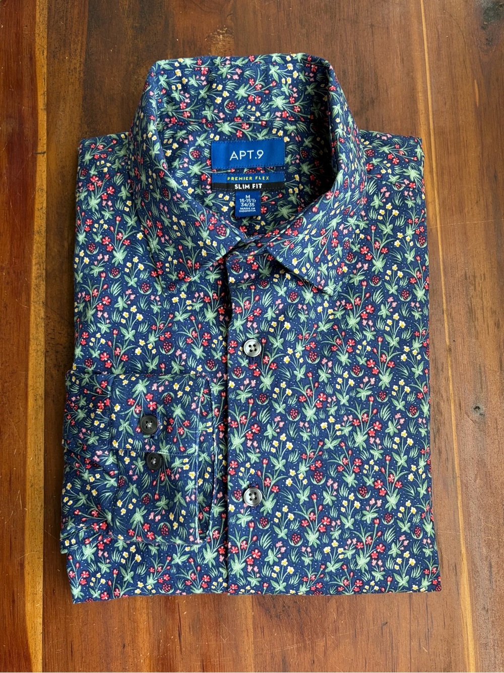 APT. 9 Premier Flex Slim Fit Point Collar Floral/Garden Print Dress Shirt